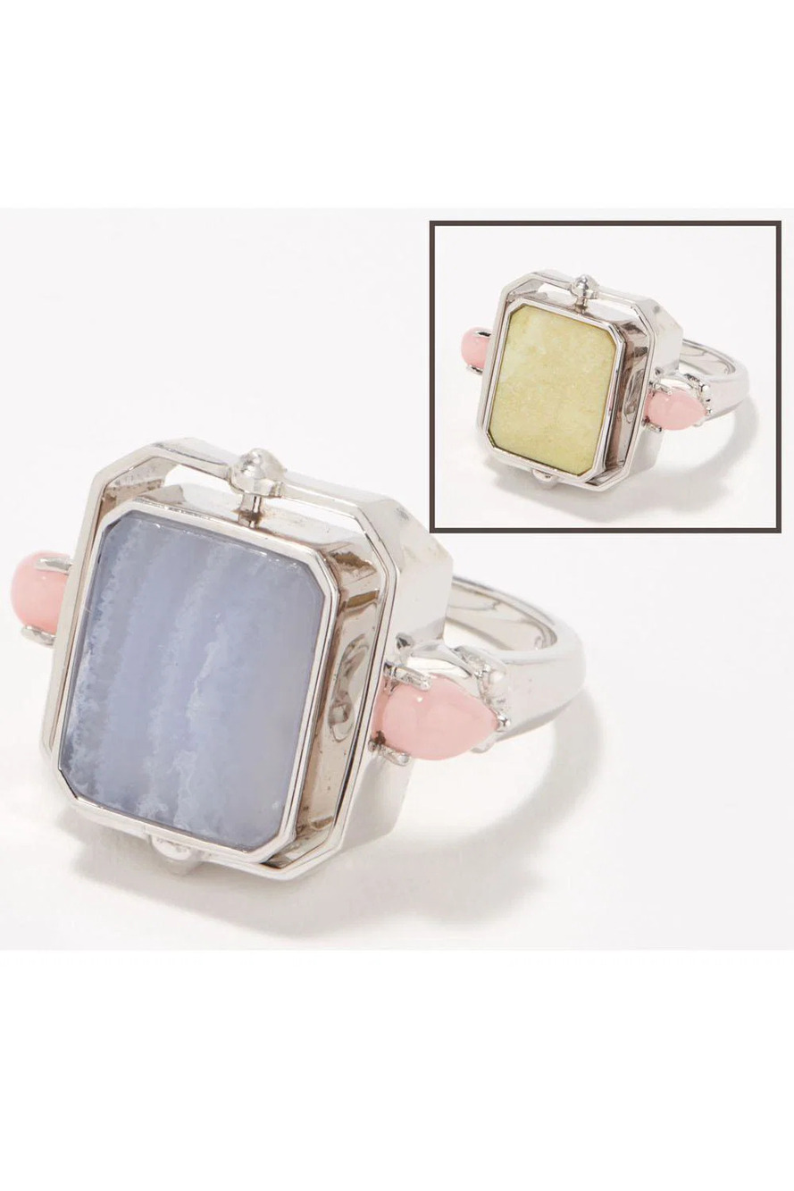 Generation Gems Reversible Gemstone Ring Sterling Silver Blue Agate